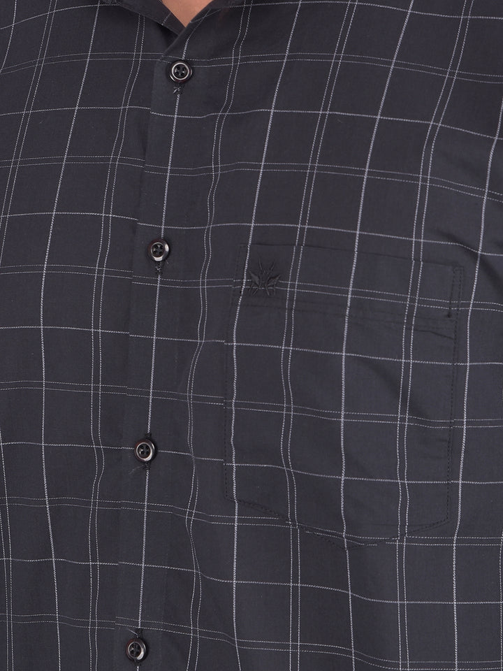 Black Checked 100% Cotton Shirt-Men Shirts-Crimsoune Club