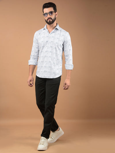 Blue Printed 100% Cotton Shirt-Men Shirts-Crimsoune Club