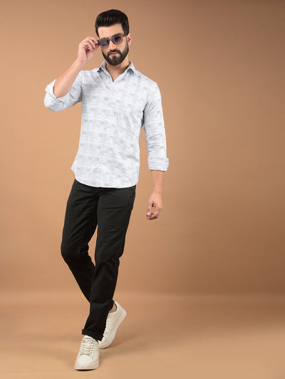 Blue Printed 100% Cotton Shirt-Men Shirts-Crimsoune Club