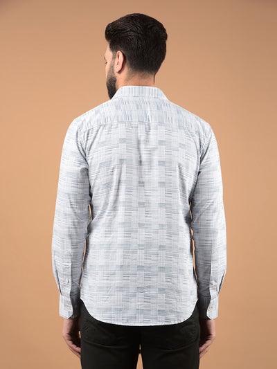 Blue Printed 100% Cotton Shirt-Men Shirts-Crimsoune Club