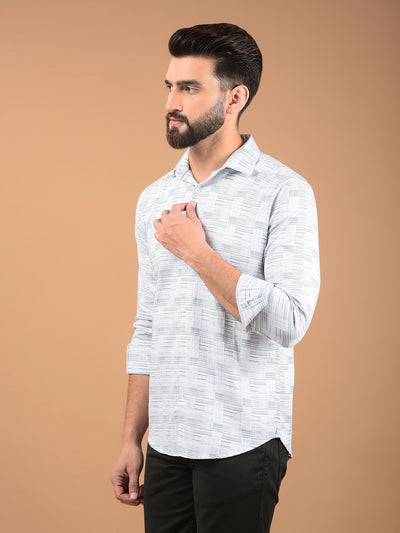 Blue Printed 100% Cotton Shirt-Men Shirts-Crimsoune Club