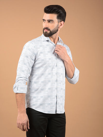 Blue Printed 100% Cotton Shirt-Men Shirts-Crimsoune Club