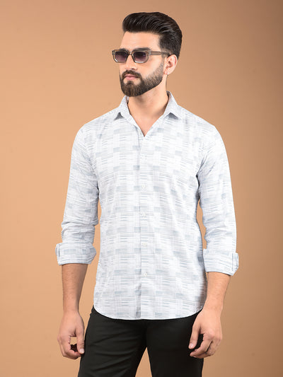 Blue Printed 100% Cotton Shirt-Men Shirts-Crimsoune Club