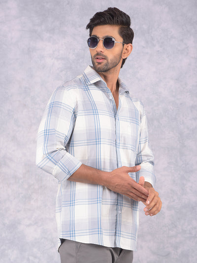 Grey Checked 100% Cotton Shirt-Men Shirts-Crimsoune Club