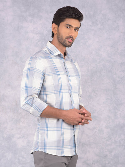 Grey Checked 100% Cotton Shirt-Men Shirts-Crimsoune Club