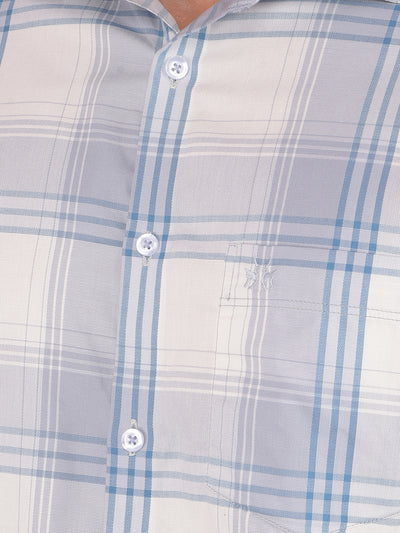 Grey Checked 100% Cotton Shirt-Men Shirts-Crimsoune Club
