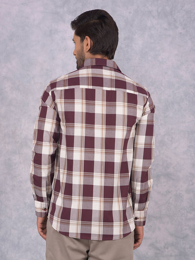 Wine Checked 100% Cotton Shirt-Men Shirts-Crimsoune Club