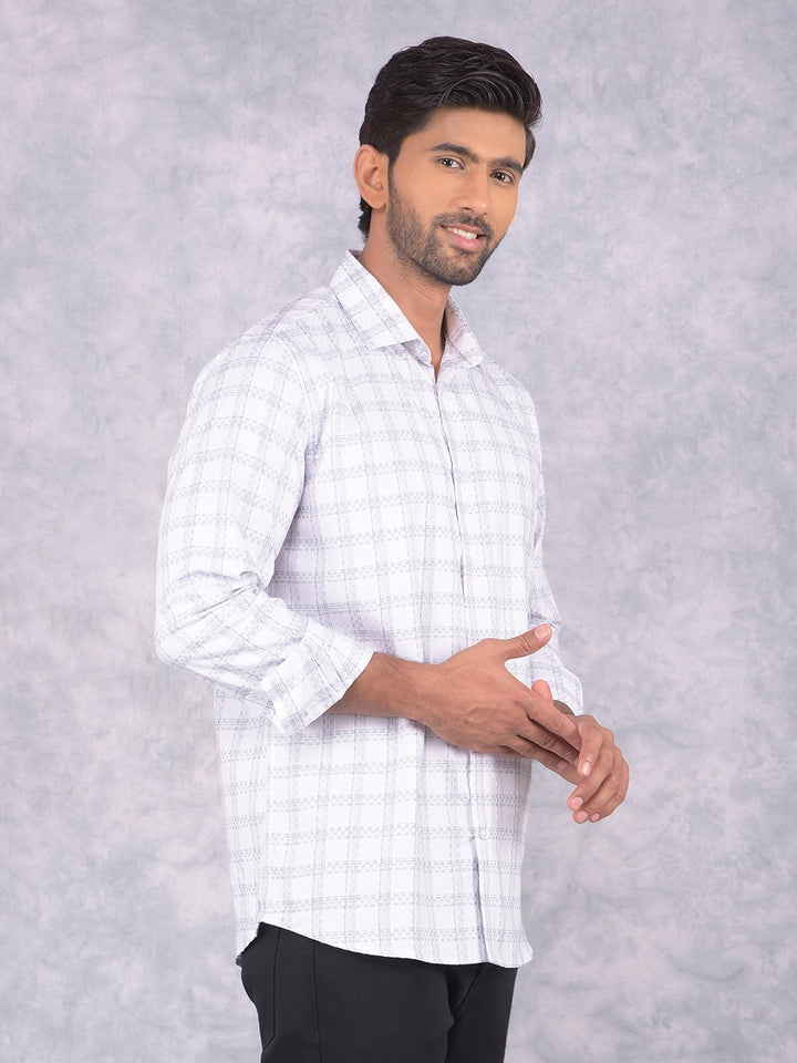 White Checked 100% Cotton Shirt-Men Shirts-Crimsoune Club
