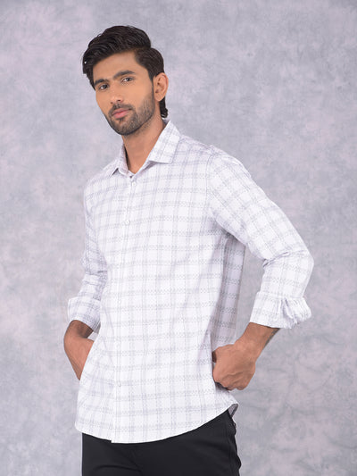 White Checked 100% Cotton Shirt-Men Shirts-Crimsoune Club