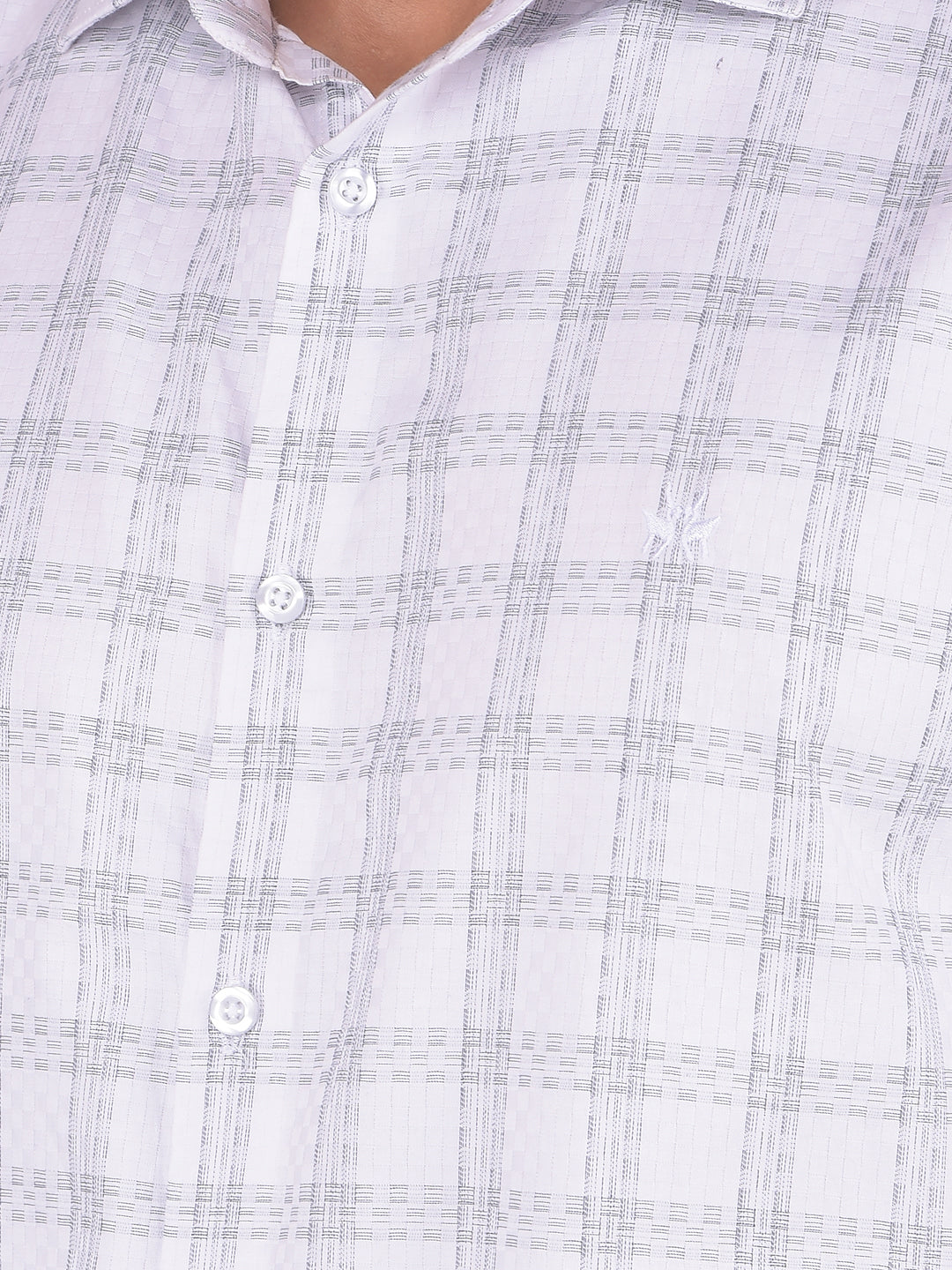 White Checked 100% Cotton Shirt-Men Shirts-Crimsoune Club