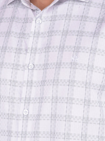 White Checked 100% Cotton Shirt-Men Shirts-Crimsoune Club