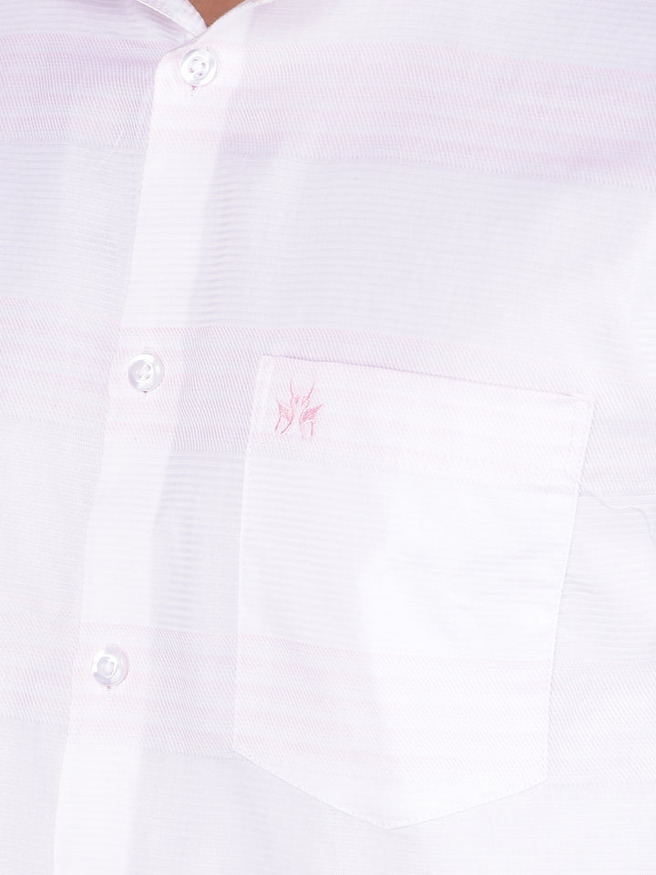 Pink Horizontal Striped 100% Cotton Shirt-Men Shirts-Crimsoune Club