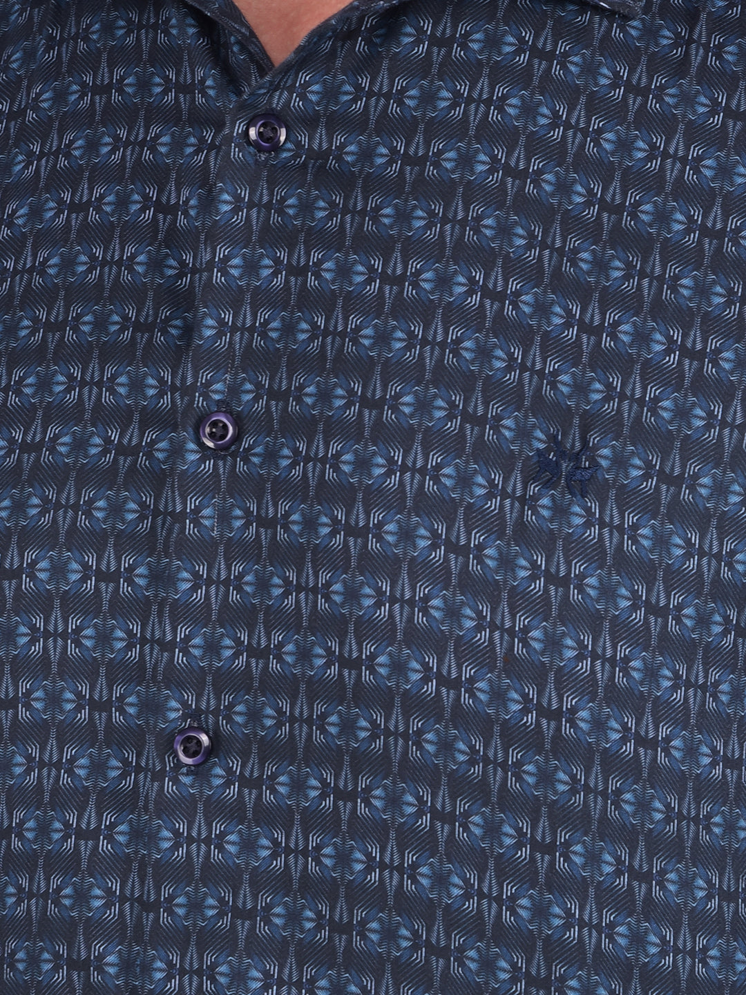 Navy Blue Printed Shirt-Men Shirts-Crimsoune Club