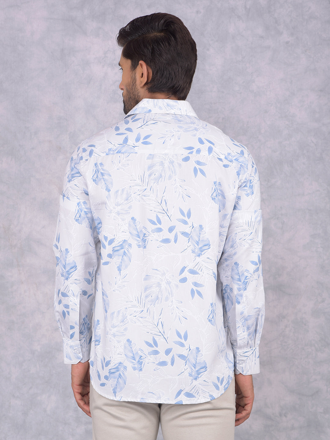 Blue Floral Print Shirt-Men Shirts-Crimsoune Club