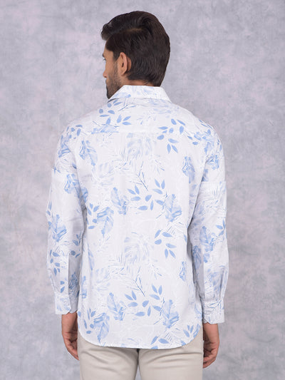 Blue Floral Print Shirt-Men Shirts-Crimsoune Club