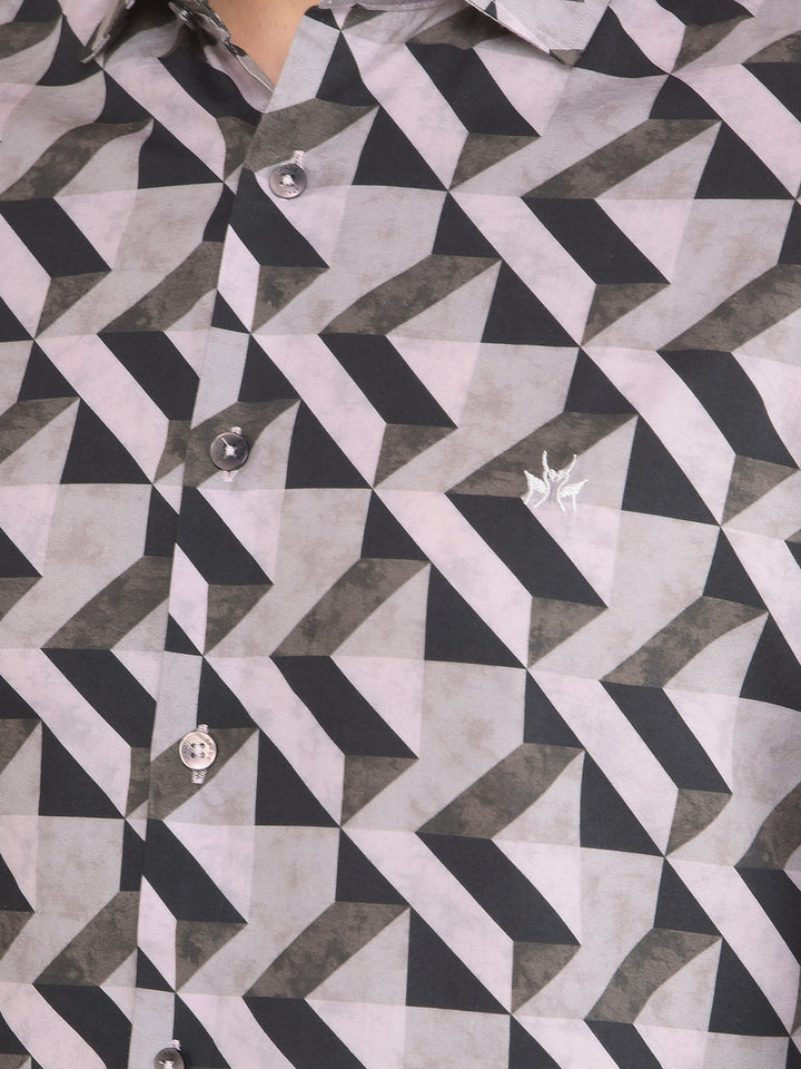 Black Printed 100% Cotton Shirt-Men Shirts-Crimsoune Club