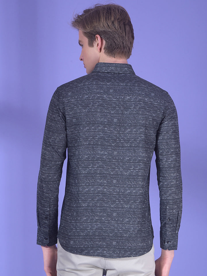Black Printed 100% Cotton Shirt-Men Shirts-Crimsoune Club