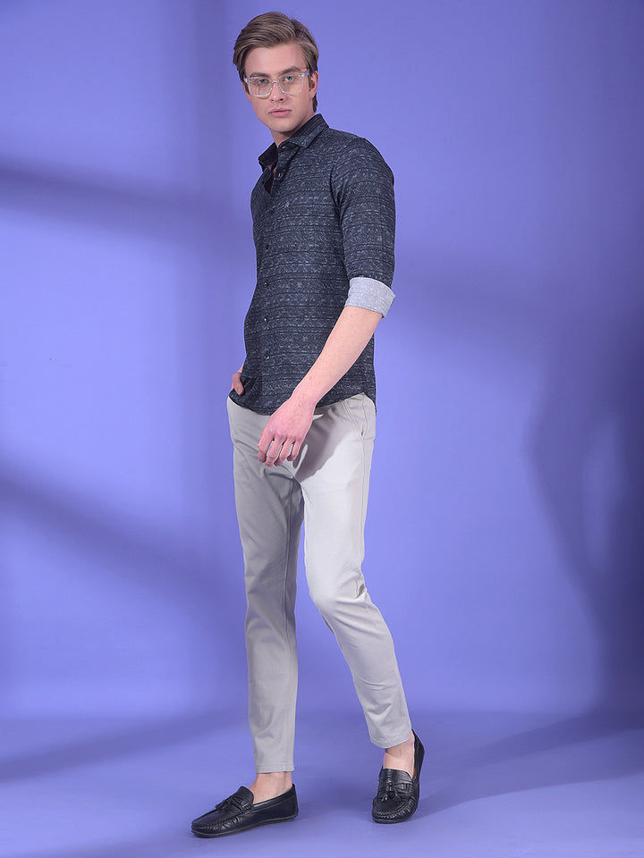 Black Printed 100% Cotton Shirt-Men Shirts-Crimsoune Club