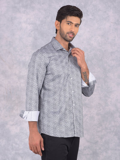 Black Printed 100% Cotton Shirt-Men Shirts-Crimsoune Club