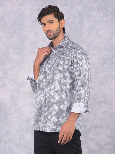 Black Printed 100% Cotton Shirt-Men Shirts-Crimsoune Club