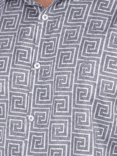 Black Printed 100% Cotton Shirt-Men Shirts-Crimsoune Club