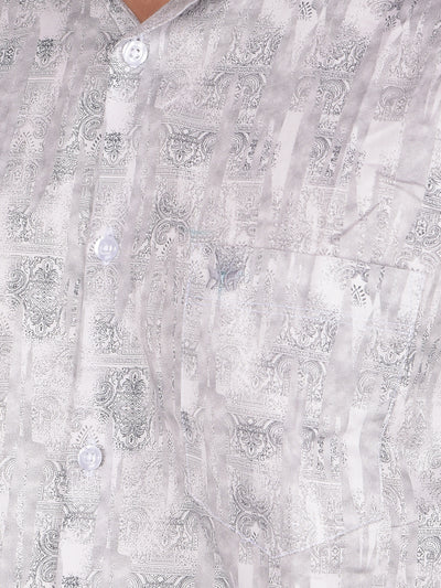 Grey Printed 100% Cotton Shirt-Men Shirts-Crimsoune Club
