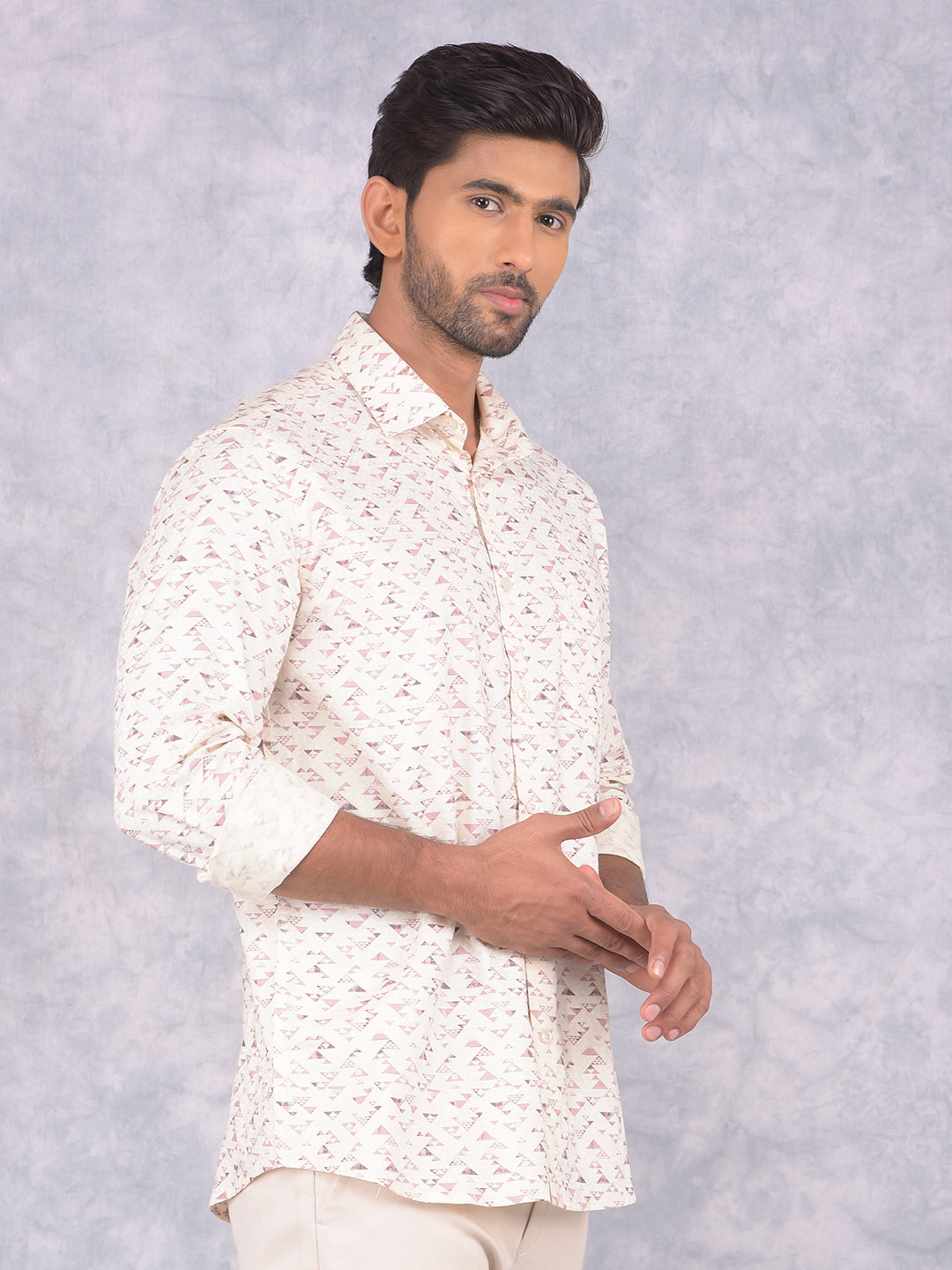 Purple Printed 100% Cotton Shirt-Men Shirts-Crimsoune Club