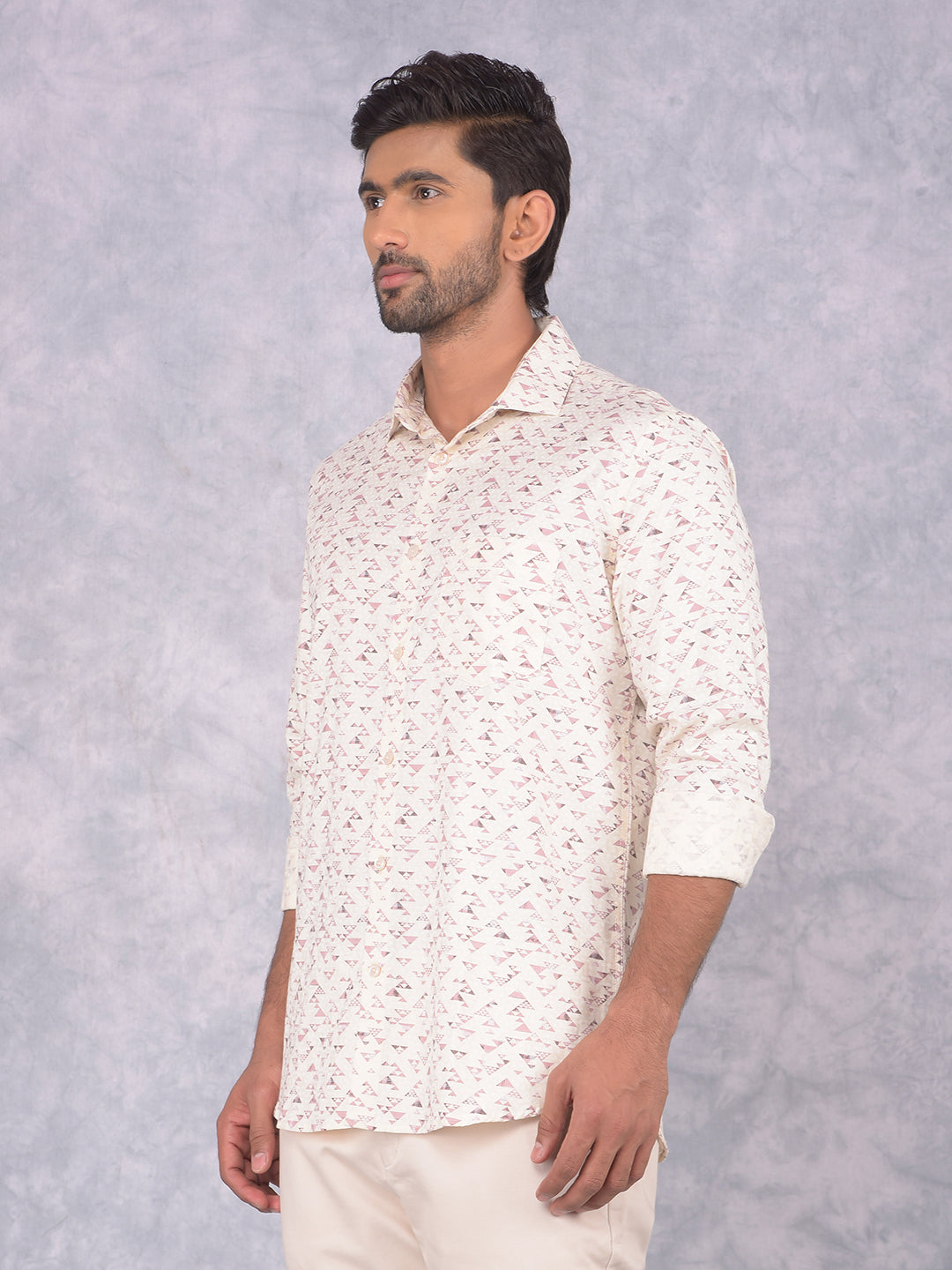 Purple Printed 100% Cotton Shirt-Men Shirts-Crimsoune Club