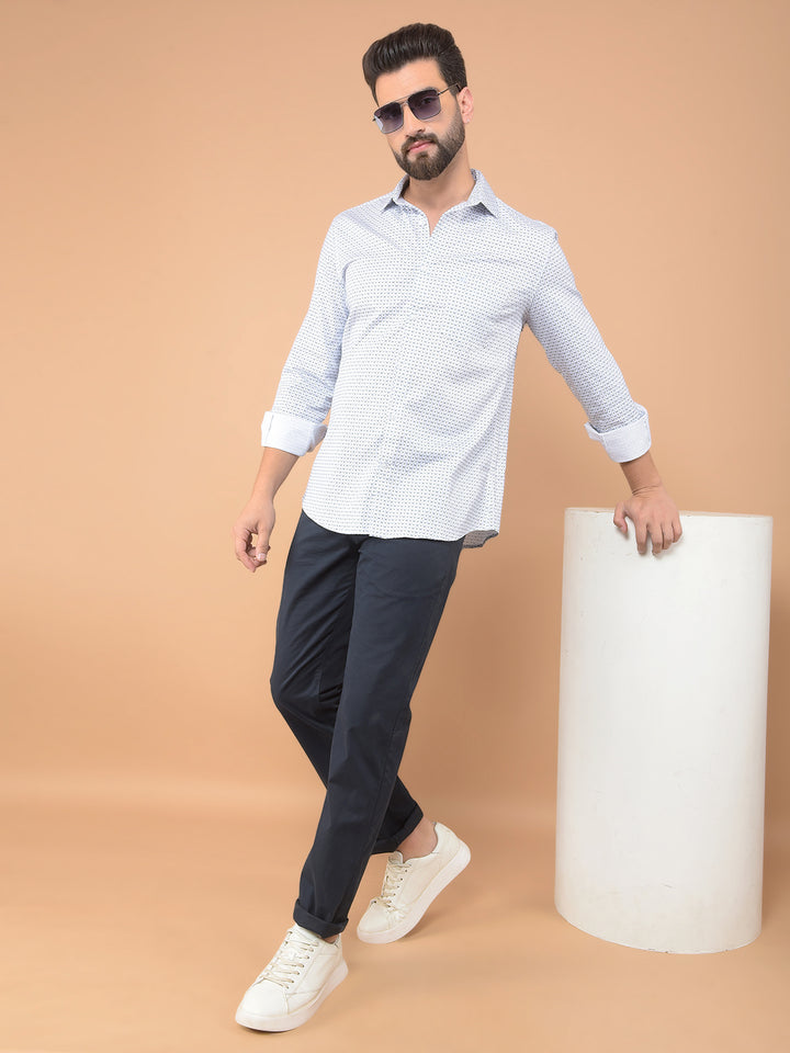 Blue Printed Shirt-Men Shirts-Crimsoune Club