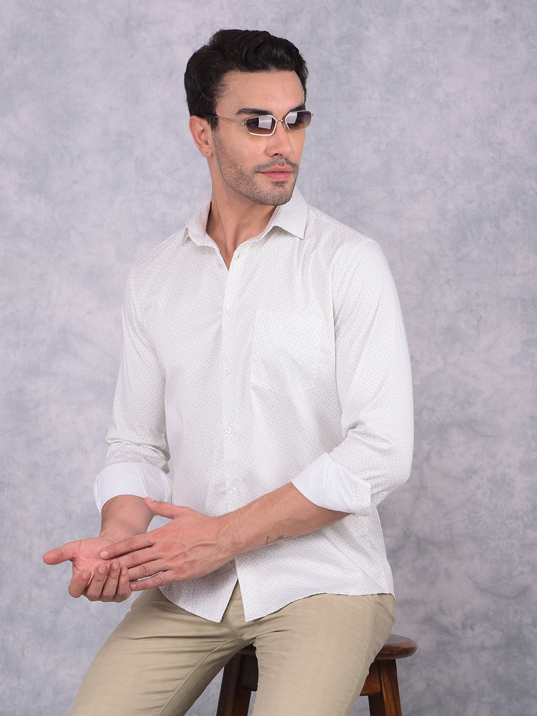 Green Printed Shirt-Men Shirts-Crimsoune Club