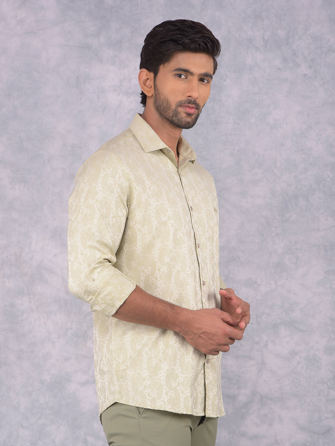 Green Printed Shirt-Men Shirts-Crimsoune Club