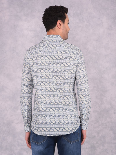Navy Blue Printed Shirt-Men Shirts-Crimsoune Club