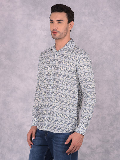 Navy Blue Printed Shirt-Men Shirts-Crimsoune Club