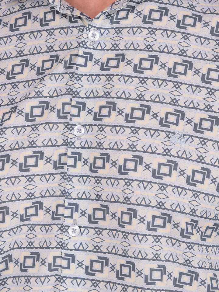 Navy Blue Printed Shirt-Men Shirts-Crimsoune Club