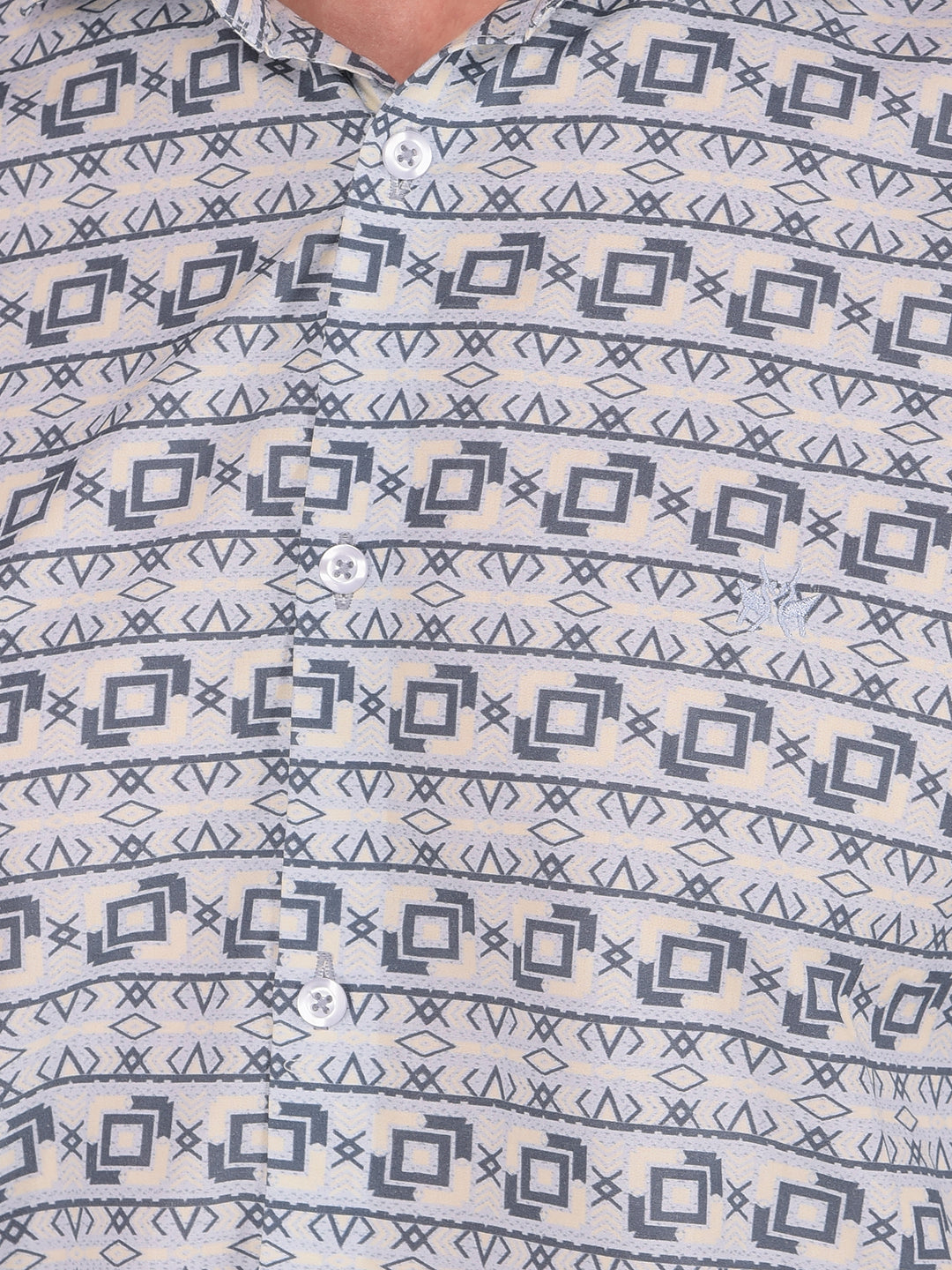 Navy Blue Printed Shirt-Men Shirts-Crimsoune Club