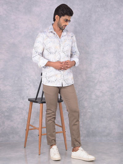 Peach Floral Print Shirt-Men Shirts-Crimsoune Club