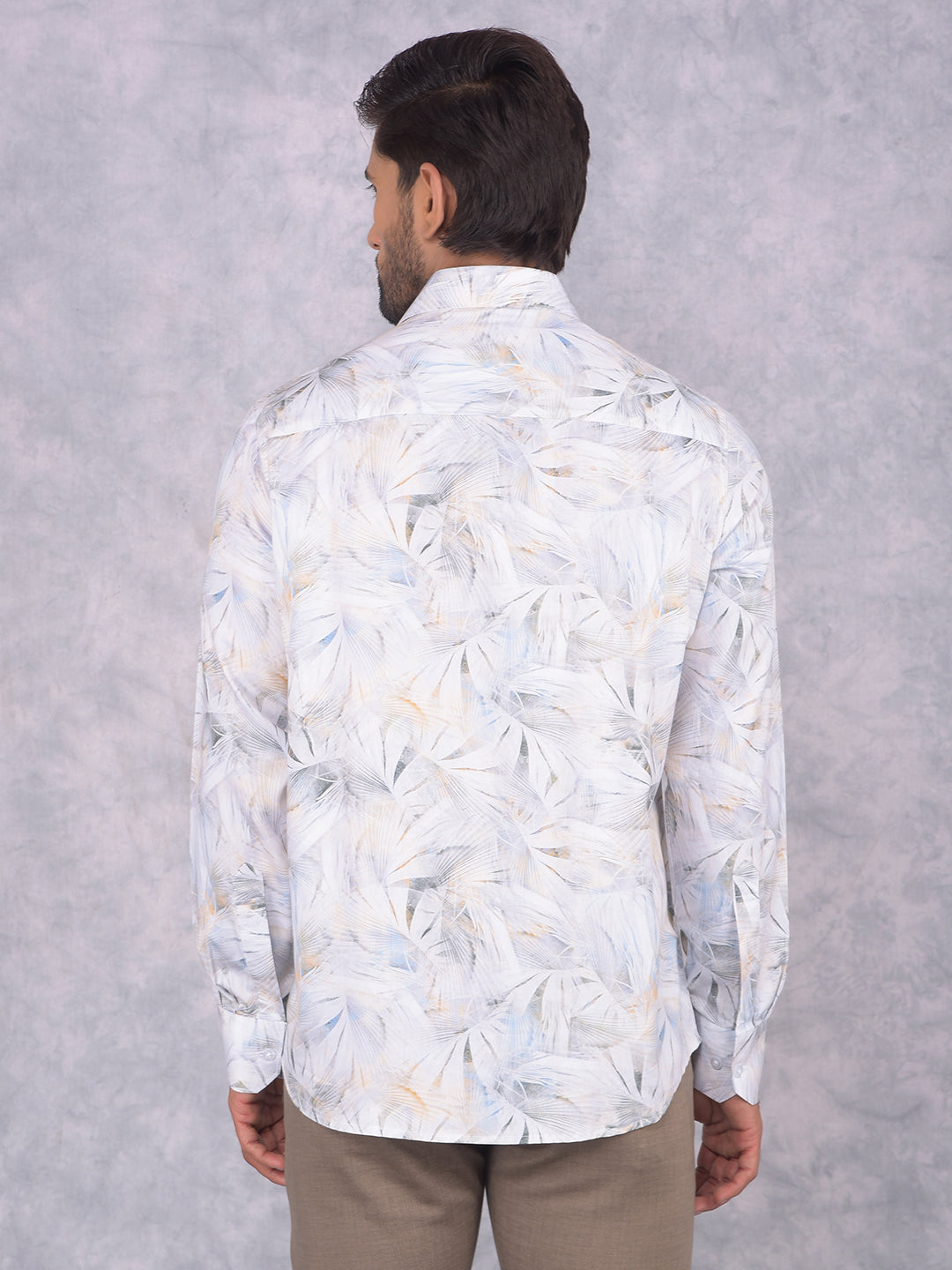 Peach Floral Print Shirt-Men Shirts-Crimsoune Club
