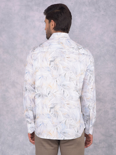 Peach Floral Print Shirt-Men Shirts-Crimsoune Club