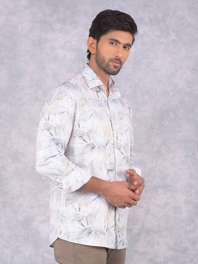 Peach Floral Print Shirt-Men Shirts-Crimsoune Club