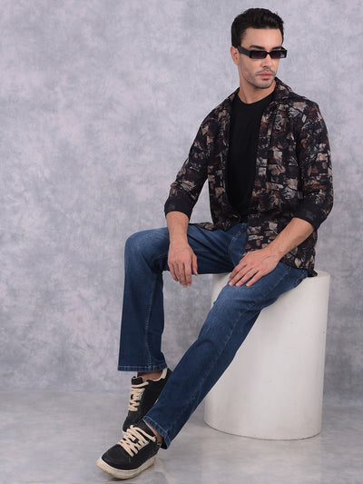 Black Printed Shirt-Men Shirts-Crimsoune Club