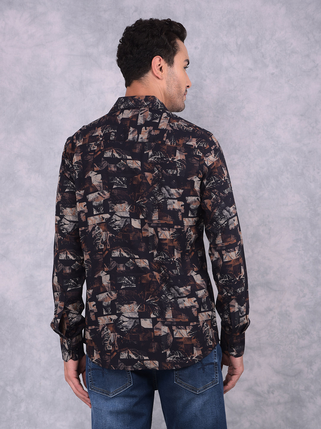 Black Printed Shirt-Men Shirts-Crimsoune Club