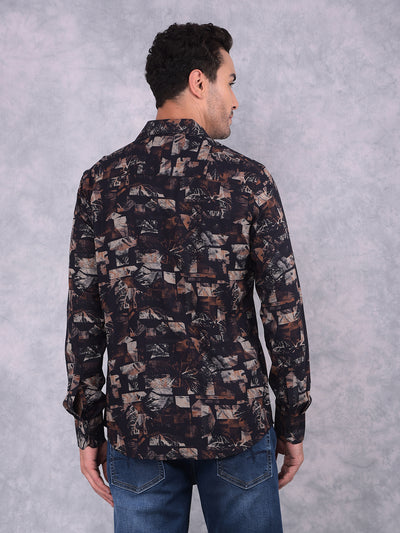 Black Printed Shirt-Men Shirts-Crimsoune Club