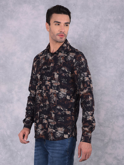Black Printed Shirt-Men Shirts-Crimsoune Club