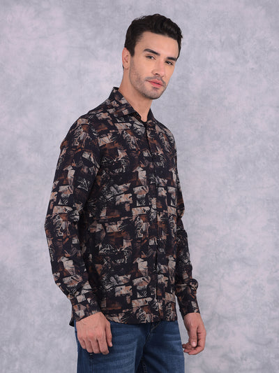 Black Printed Shirt-Men Shirts-Crimsoune Club