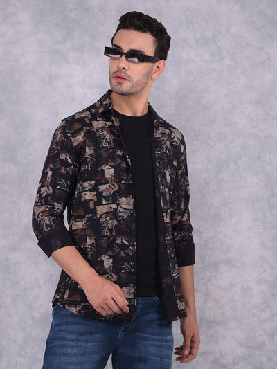Black Printed Shirt-Men Shirts-Crimsoune Club