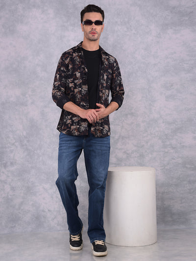 Black Printed Shirt-Men Shirts-Crimsoune Club
