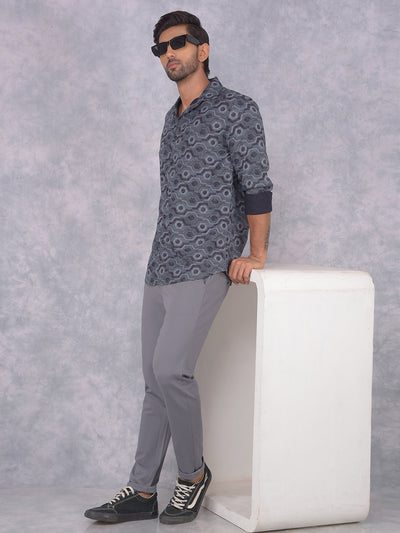 Blue Printed Shirt-Men Shirts-Crimsoune Club