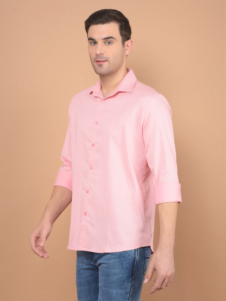Pink Printed Shirt-Men Shirts-Crimsoune Club