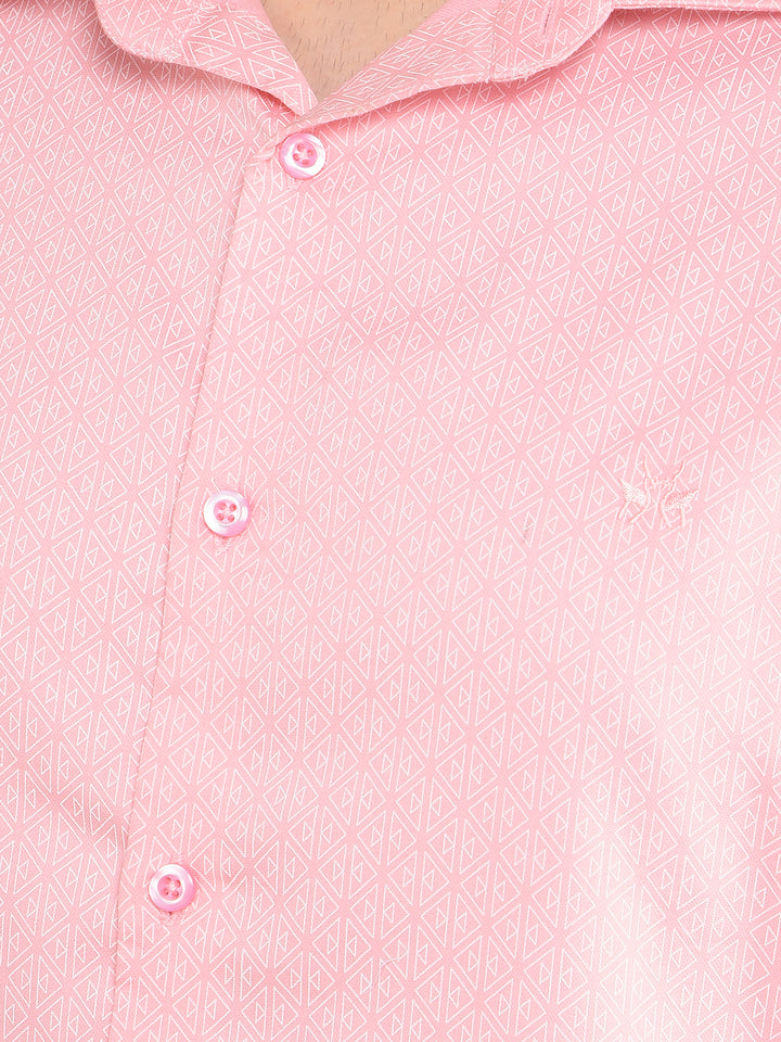 Pink Printed Shirt-Men Shirts-Crimsoune Club