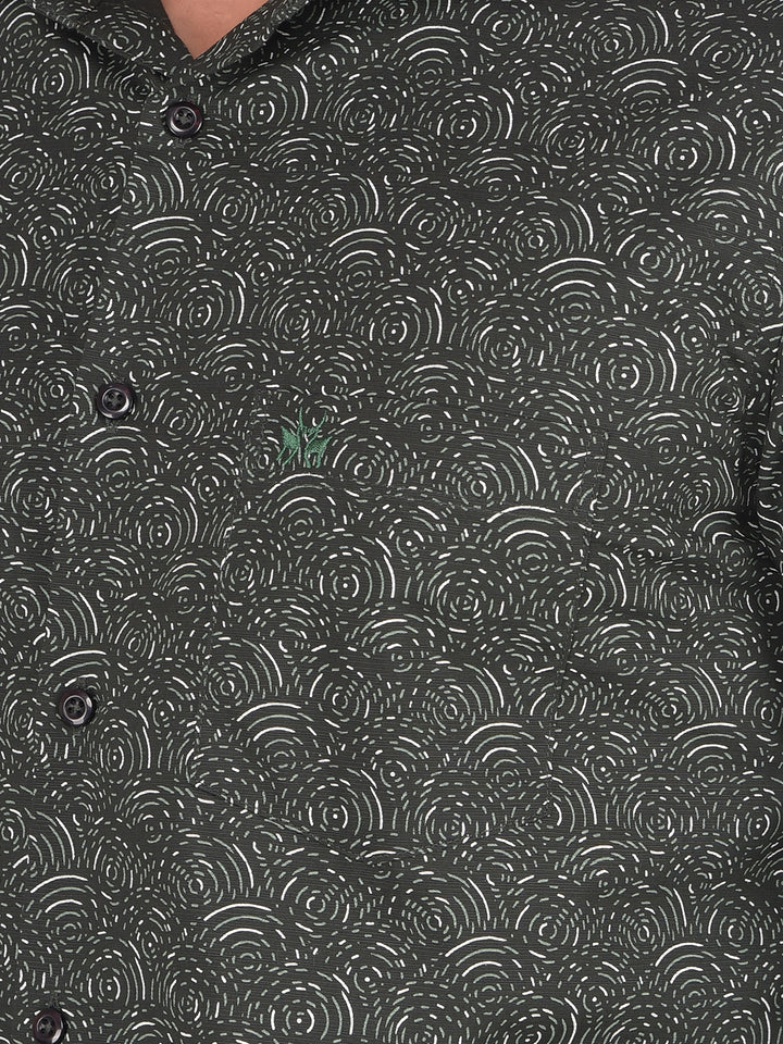 Green Printed Shirt-Men Shirts-Crimsoune Club